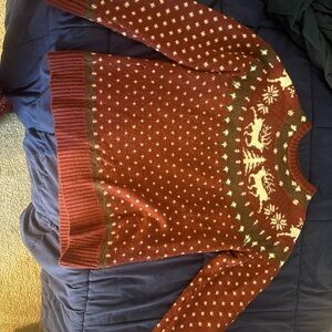 Kiel James Patrick Burgundy and Cream Sweater